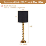 EUO 30.5" Gold Buffet Lamps Set of 2 with Black Shade, Buffet Table Lamps Set of 2 for Living Room, Black Gold Lamps for Dining Room, Gold Bamboo Lamps for Credenza, Black/Gold EUO