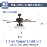 Prominence Home Madison County, 42 Inch Industrial Style LED Ceiling Fan with Light, Pull Chain, Three Mounting Options, Modern Dual Finish Blades, Reversible Motor - 50588-01 ( Bronze) Prominence Home