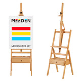 MEEDEN Forward Tilt Studio H-Frame Easel with Art Supply Storage Drawer - Adjustable (58"~75") Solid Beech Wood Easel Stand for Artists, Students and Beginners, Holds Canvas Art up to 37" MEEDEN