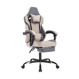 Gaming Chair,Ergonomic Computer Chair,Racing Style Gaming Chair with Massage Waist Pillow and Headrest, Height Adjustable PVC Leather Video Gaming Chair for Office/Home, Beige NIONIK