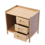 Bamboo Nightstand, Modern Side Table with Drawers and Open Shelf, Bamboo Legs for Bedrooms, Dorm Rooms, and Tight Spaces (Primary) LUNUMAOS