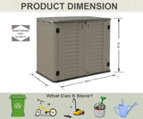 HOMSPARK Storage Shed Weather Resistance, Multi-Purpose Outdoor Storage Cabinet for Backyards and Patios, Horizontal Storage Shed for Lawnmower, Patio Accessories (COFFEE, Large - 26 cu.ft) HOMSPARK