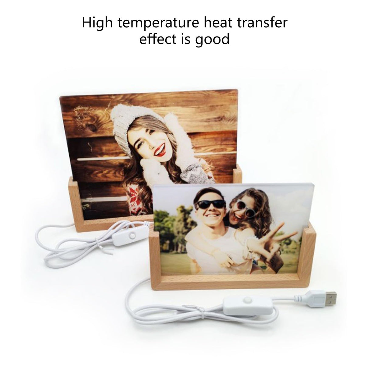 HUANGGG Acrylic LED Lighted Sublimation Photo Frame with Wood Stand Heat Transfer Picture Frame Home Decoration HUANGGG