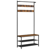 VASAGLE Hall Tree with Bench and Shoe Storage, Entryway Bench with Coat Rack Stand and Shoe Rack, 9 Movable Hooks, Top Bar, Fabric Shelves, Industrial, Rustic Brown and Black UHSR421B01 VASAGLE