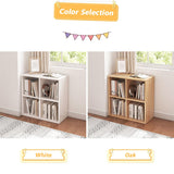 NELYE 4 Cube Organizer Bookcase - Fabric Storage Bins Container, Open Shelf Simple Compartments Bookshelf, Oak NELYE
