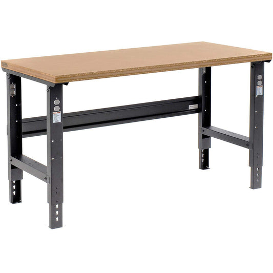 Global Industrial Adjustable Height Workbench C-Channel Leg, 60" W x 36" D, 1-1/2" Shop Top Square Edge, Black - WoodArtSupply