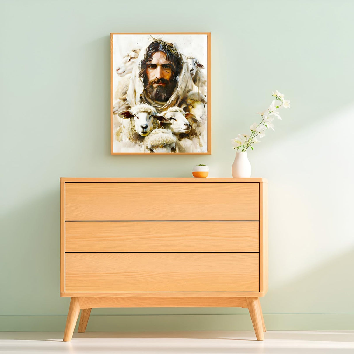 ZUVRDIAI Religion Paint by Numbers Kit for Adults Beginner Jesus Christ Sheep Digital Oil Painting Canvas Painting by Number Set for Gifts Wall Decor 16x20 Inch, Unframed ZUVRDIAI