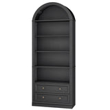 RALGEND Farmhouse Arched Bookshelf, 7 Tiers Arch Bookcase with 2 Spacious Drawers, Modern Book Shelf with Open Display Shelves and Storage Cabinet, for Office, Living Room, Kitchen, Black RALGEND