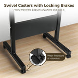 Joyoolife Mobile Podium Stand, Adjustable Standing Desk with Caster Wheels, Adjustable Height & 360° Swivel Desktop, Versatile Podium Laptop Desk Stand Up Desk Easel Presentation Lectern Joyoolife