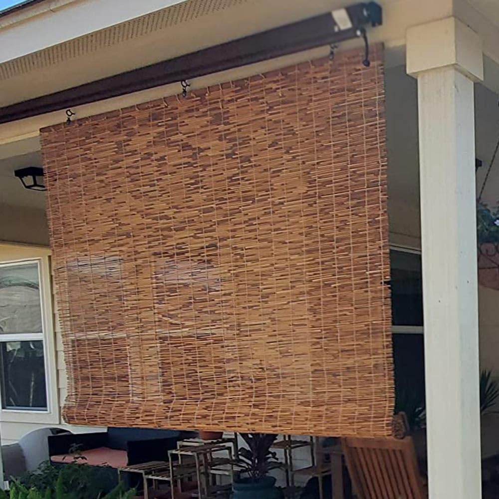 Natural Bamboo Blackout Roller Blinds - 80% Light Filtering Sunshade Curtain for Indoor & Outdoor Use DISPRA