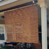 Natural Bamboo Blackout Roller Blinds - 80% Light Filtering Sunshade Curtain for Indoor & Outdoor Use DISPRA