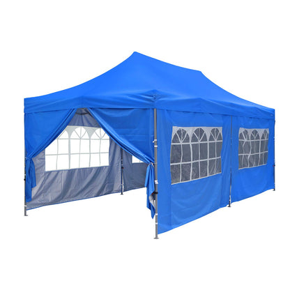 10x20 Ft Wedding Party Canopy Tent Pop up Instant Gazebo with Removable Sidewalls and Windows Blue - WoodArtSupply