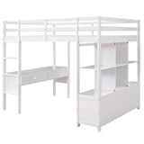 Modern White Full Loft Bed with Desk & Storage by Harper & Bright Designs Harper & Bright Designs