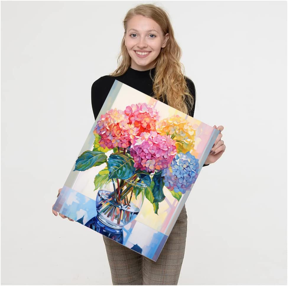 VIGEGU 4 Pack Paint by Numbers Kit for Adults with Frame,Paint by Number with Wooden Easel DIY Flower Adult Paint by Number Kits for Home Decor12x16-13.8x13.8 inch VIGEGU