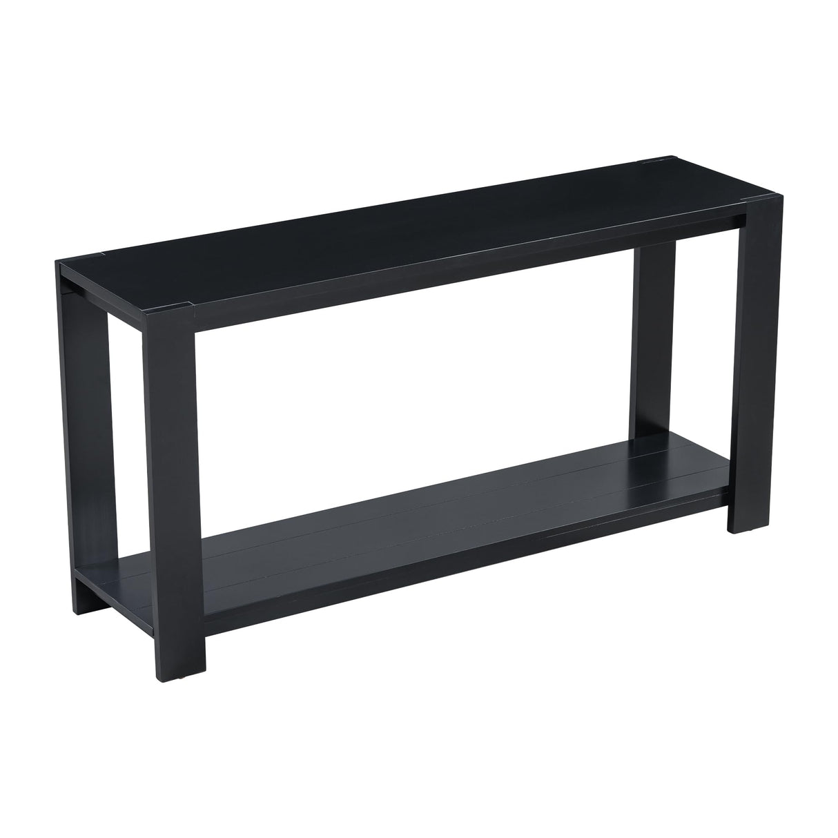 XD Designs Minimalist 60-Inch Long Console Table Sofa Table with Bottom Shelf and Thick Legs, Wood 2-Tier Narrow Accent Entryway Table for Hallway Living Room Foyer Corridor (Black-All) XD Designs