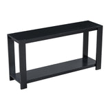 XD Designs Minimalist 60-Inch Long Console Table Sofa Table with Bottom Shelf and Thick Legs, Wood 2-Tier Narrow Accent Entryway Table for Hallway Living Room Foyer Corridor (Black-All) XD Designs