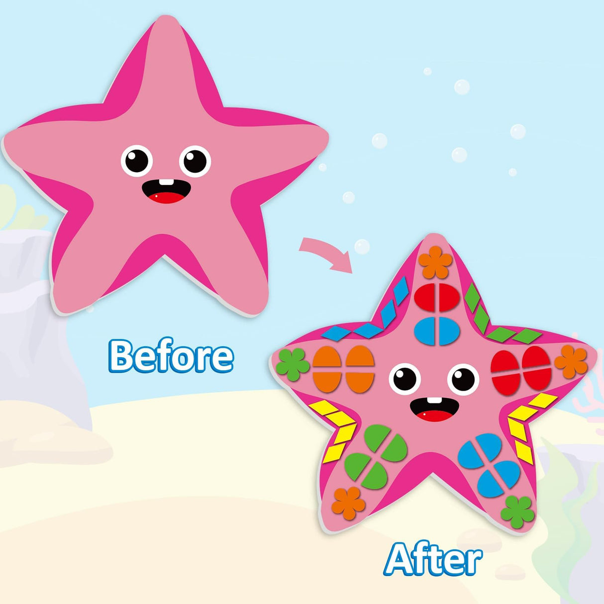 Lonfliness Ocean Animal 3D Foam Sticker Kit No Mess Felt Sticker Art Crafts for Kids DIY Underwater Sticker Craft for Boy Girl 3+ Birthday Gift Preschool Home Learning Educational Game Activity Lonfliness