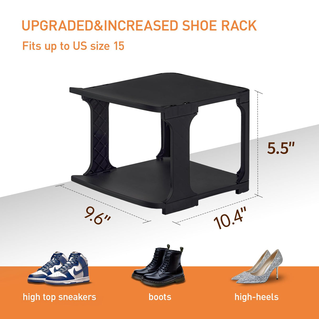 HHK HenHaoKan 5 Tiers Shoe Rack Organizer for Closet Shoe Holder Storage Narrow Plastic Vertical, Free Standing Shoe Rack Shelf for Entryway Stackable Stability DIY, Black HHK HenHaoKan