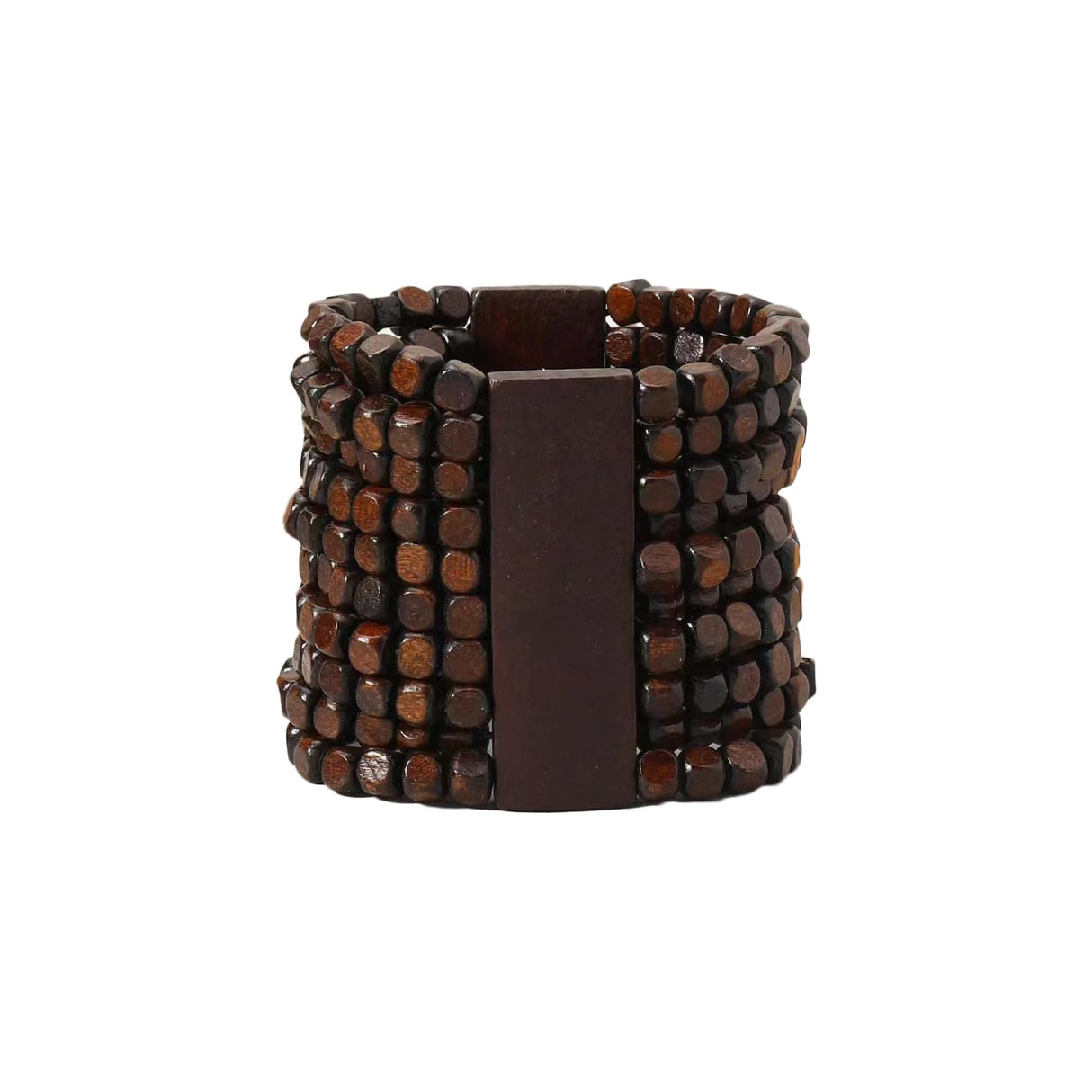 COLORFUL BLING Handmade Natural Wooden Beads Cuff Bracelet Woven Chunky Geometric Bangle for Women Summer Beach Boho Jewelry-multilayer COLORFUL BLING