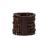 COLORFUL BLING Handmade Natural Wooden Beads Cuff Bracelet Woven Chunky Geometric Bangle for Women Summer Beach Boho Jewelry-multilayer COLORFUL BLING