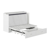 AFI Hamilton Queen Murphy Bed Chest with Mattress, Storage, and Built-in Charger in White AFI