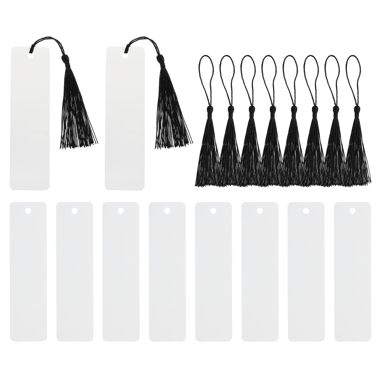 PATIKIL 4.72" x 1.3" Blank Metal Bookmark, 10 Pack Heat Transfer Rectangle Book Marks Page Markers Tassel for Women Book Lover DIY Project Gift, Black PATIKIL
