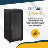 Kings Brand Furniture - Accent Buffet Curio Storage Cabinet with Glass Door for Living Room, Bedroom, Kitchen, Office, and Entryway - Black Kings Brand Furniture