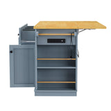 Merax 53" Kitchen Cart Island on Wheels with Power Outlet,Drop Leaf,3 Drawers and 5 Open Side Racks,Wood Rolling Storage Cabinet Merax