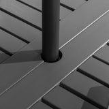 Outsunny 6 Piece Patio Dining Set, Outdoor Poplar Wood Furniture Set, Umbrella Hole Table and Chairs with Bench for Porch, Backyard, Balcony, Outside Garden, Dark Gray Outsunny