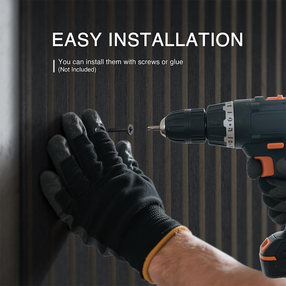 AKK-ART 2-Pack Wood Slat Wall Panel 47.2"x23.6"(15.5 sq ft)|Soundproof & Acoustic Wall Panels for Interior Decor & Ceiling|Wood Paneling Sheets for Home Theater & Living Room Mirage Black#22 AKK-ART