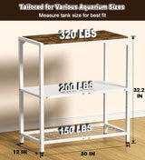 AnBaiMei 20-30 Gallon Aquarium Stand, Fish Tank Stand with Adjustable 3-Tier Storage Shelf, Heavy Duty Reptile Breeder Turtle Tank Terrarium Rack Table for Home Office, 30" L x 12" W x 32.2" H, White AnBaiMei