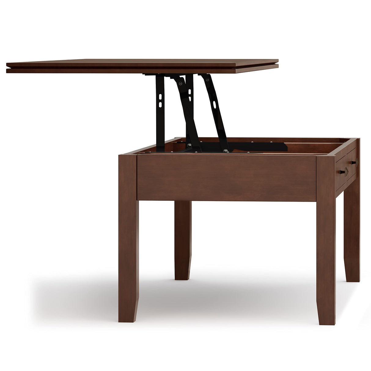SIMPLIHOME Artisan SOLID WOOD 46 Inch Wide Rectangle Contemporary Lift Top Coffee Table in Russet Brown, For the Living Room and Family Room SIMPLIHOME