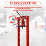 Tandagy 12 Ton Hydraulic Shop Press with Press Plates Heavy Duty Shop Press H-Frame Floor Mount Hydraulic Shop Press Adjustable Hydraulic Press (Red) Tandagy