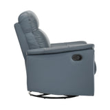Lexicon Swivel Glider Recliner Chair, Comfy Nursery Glider, Top Grain Leather Match Recliner, Manual Reclining Chair for Living Room/Office/Apartment, Blue Gray Lexicon