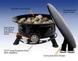 Flame King Smokeless Propane Fire Pit, 24-inch Portable Firebowl, 58K BTU with Self Igniter, Cover, & Carry Straps for RV, Camping, & Outdoor Living Flame King