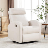 HOMYKA Swivel Rocker Recliner, Manual Glider Rocking Recliner Chair, Swivel Reclining Lounge Chair Nursery Glider Recliners for Small Spaces, Living Room, Beige HOMYKA