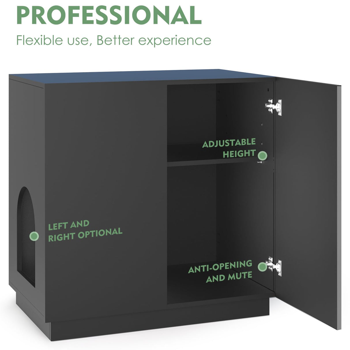 Amunrbrek Litter Box Enclosure, Large Litter Box Furniture, Modern Cat Litter Box Enclosure Furniture with Storage, Side Cabinet (Black) amunrbrek