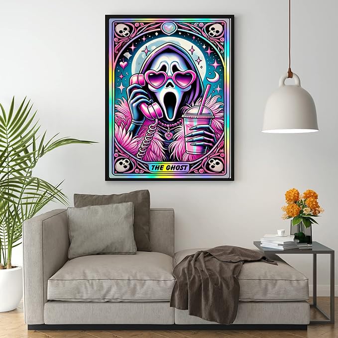 Ekuxom Skull Diamond Art Kits for Adults, Halloween Diamond Painting Kits for Adults Beginners, 5D DIY Full Round Drill Diamonds Dot Gem Art Home Wall Decor Gift 12x16In Ekuxom