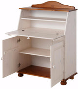 REALROOMS Chester Solid Wood Storage Desk with Bottom Closed Storage Cabinet, White and Honey REALROOMS