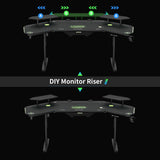 Klobel 72" Standing Gaming Desk with Dual Motor, Wing-Shaped Computer Desk with Full Coverage Mouse Pad, Electric Height Adjustable Standing Desk with RGB LED Lights and Slot Design Shelves Klobel