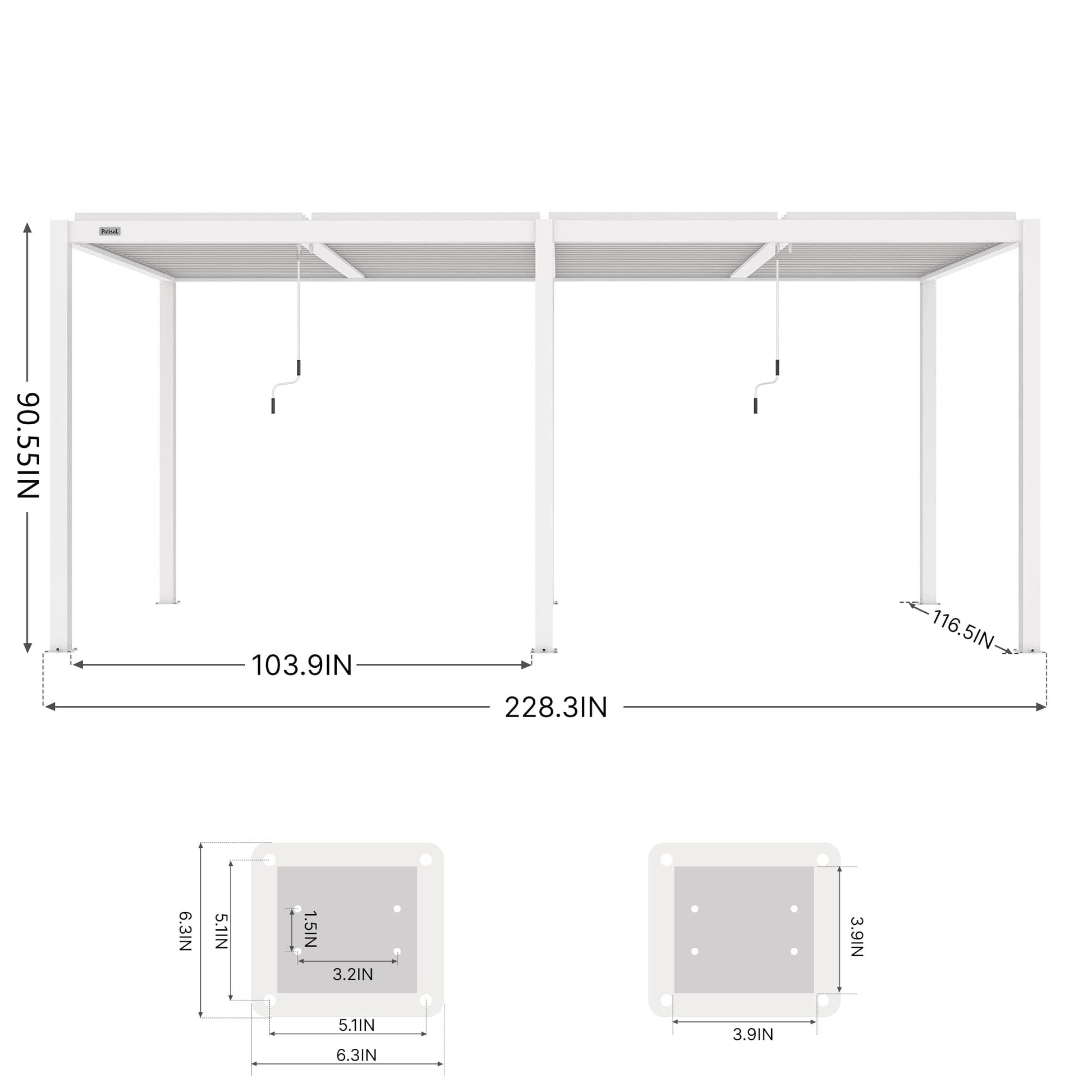 PATISOL Louvered Pergola 19'x10' Full Aluminum Patio Outdoor Pergola with Adjustable Roof Rainproof Sun Shade Easy Installation Pergola Hardtop Gazebo for Deck Garden Yard Beach (White) - WoodArtSupply