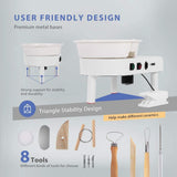 VIVOHOME 25CM Pottery Wheel Forming Machine 350W Electric DIY Clay Tool with Foot Pedal and Detachable Basin for Ceramic Work Art Craft White VIVOHOME