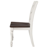 Coaster Home Furnishings - Madelyn - Wood - Set of 2 Farmhouse Dining Side Chairs with Ladder Backs, Saddles, Scooped Seats and Turned Legs - Dining Room - Coastal White and Dark Cocoa - 110382 Coaster Fine Furniture