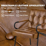 Modern Leather Accent Chair, Mid-Century Reading Chairs for Adults Comfy Lounge Armchair with Thick Cushion Metal Frame, 300lbs Capacity, Living Room/Waiting Room/Bedroom/Office, Brown Furnicomfy