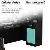 AGOTENI Reception Desk Reception Stations with Open Shelf & Drawers, L Shape Reception Table Wooden Computer Desk for Office Reception Room, Black AGOTENI