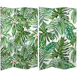 Red Lantern 6 ft. Tall Double Sided Palm Leaves Canvas Room Divider Red Lantern