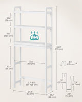 SONGMICS Over The Toilet Storage, 3-Tier Over Toilet Bathroom Organizer with Adjustable Shelf, Fit Most Toilets, Space-Saving, Cloud White UBTS01WT SONGMICS