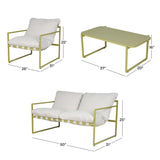 Grand patio 4-Piece Outdoor Furniture Set, Modern Patio Furniture with Soft Cushions, Small Metal Sofa Couch with Coffee Table, Conversation Set for Porch Deck Balcony Backyard Living Room, Green Grand patio