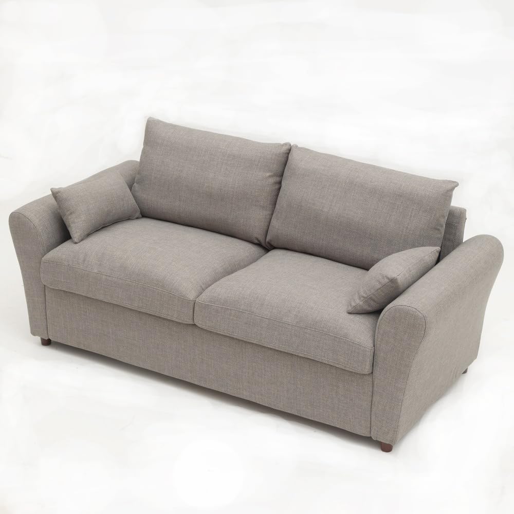 Panana Modern 2 Seater Loveseat Sofa Couch with Storage, Dark Grey or Light Color, Choice of Curved, Sock or Track Arm Design (Light Gray, 3 Seater - Track Arms) Panana