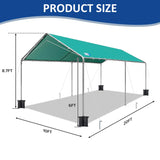 10x20 ft Heavy Duty Car Canopy Galvanized Frame Carport Outdoor Party Tent Boat Shelter with Reinforced Structure, No Sidewall - Green SAILARY